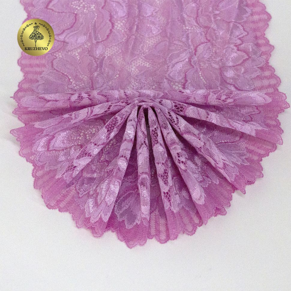 Кружево-стрейч KRUZHEVO арт.TBY.OG08 шир.235мм цв.розовый уп.10м
