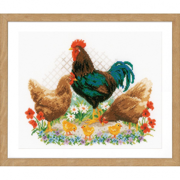 Набор для вышивания VERVACO арт.PN-0170173 Петух с цыплятами 32х26 см