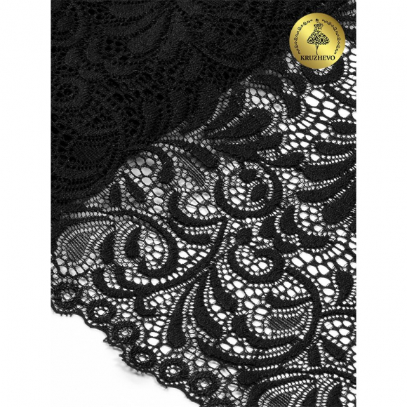 Кружево-стрейч KRUZHEVO арт.TBY 8012 шир.180мм цв.2 черный уп.3м Кружево-стрейч KRUZHEVO арт.TBY 8012 шир.180мм цв.2 черный уп.3м