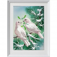 Рисунок на ткани (Бисер) КОНЁК арт. 8524 Голуби на ели 29х39 см Рисунок на ткани (Бисер) КОНЁК арт. 8524 Голуби на ели 29х39 см