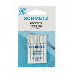 Иглы для бытовых швейных машин Schmetz для плоскошовных машин, хромированные  CF ELx705 №65, уп.5 игл