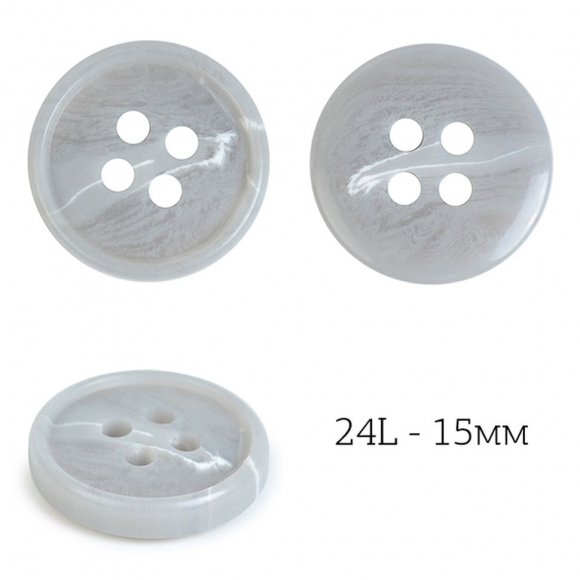 Пуговицы пластик TBY J.1853 цв.05 серый 24L-15мм, 4 прокола, 72 шт Пуговицы пластик TBY J.1853 цв.05 серый 24L-15мм, 4 прокола, 72 шт