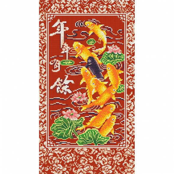 Рисунок на канве КОНЁК арт. 7801 9 рыбок богатства 25х45 см