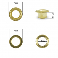 Люверсы сталь TBY.2510 №2 (? 4мм, h 3,7мм) цв. золото уп. 1000шт