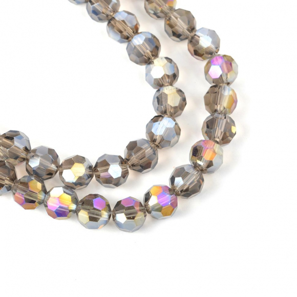 Бусины граненые Рондель (стекло) на нитях арт.TBY-R-2  8х6мм отвер.2мм цв.05 AB серый уп.50х72 бусины