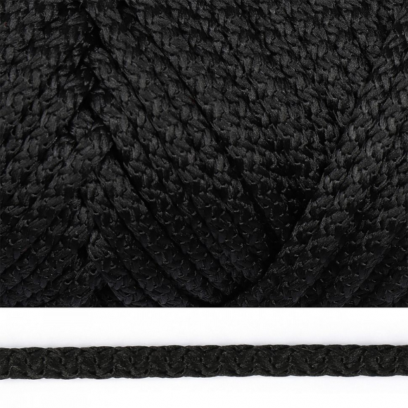 Шнур круглый полиэфир 06мм с наполнителем цв.черный уп.100м Шнур круглый полиэфир 06мм с наполнителем цв.черный уп.100м