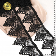 Кружево гипюр KRUZHEVO арт.TR.0739 шир.90мм цв.03 черный уп.9м