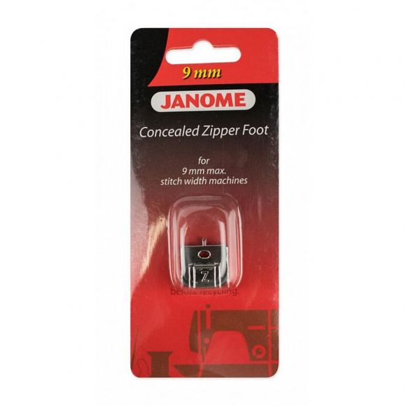 Лапка для бытовых швейных машин Janome 9 мм, для потайной молнии