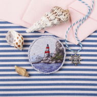 Набор для вышивания PANNA Живая картина арт. JK-2191 Брошь. Маяк на берегу 5,5х5,5 см