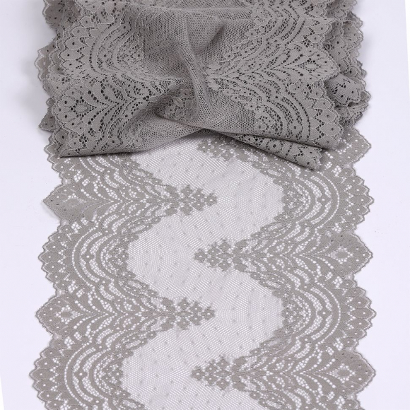 Кружево-стрейч KRUZHEVO арт.TBY.8036 шир.230мм цв.F310 серый уп.10м