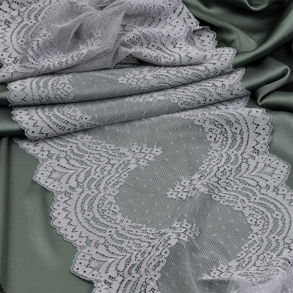 Кружево-стрейч KRUZHEVO арт.TBY.8036 шир.230мм цв.F310 серый уп.10м