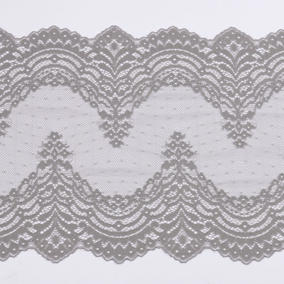 Кружево-стрейч KRUZHEVO арт.TBY.8036 шир.230мм цв.F310 серый уп.10м