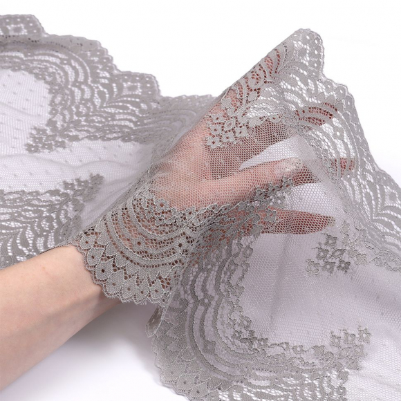 Кружево-стрейч KRUZHEVO арт.TBY.8036 шир.230мм цв.F310 серый уп.10м