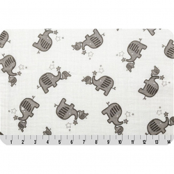 Ткань для пэчворка PEPPY Embrace (марлевка) 120 г/м? 100% хлопок цв.elephants silver уп.100х125 см
