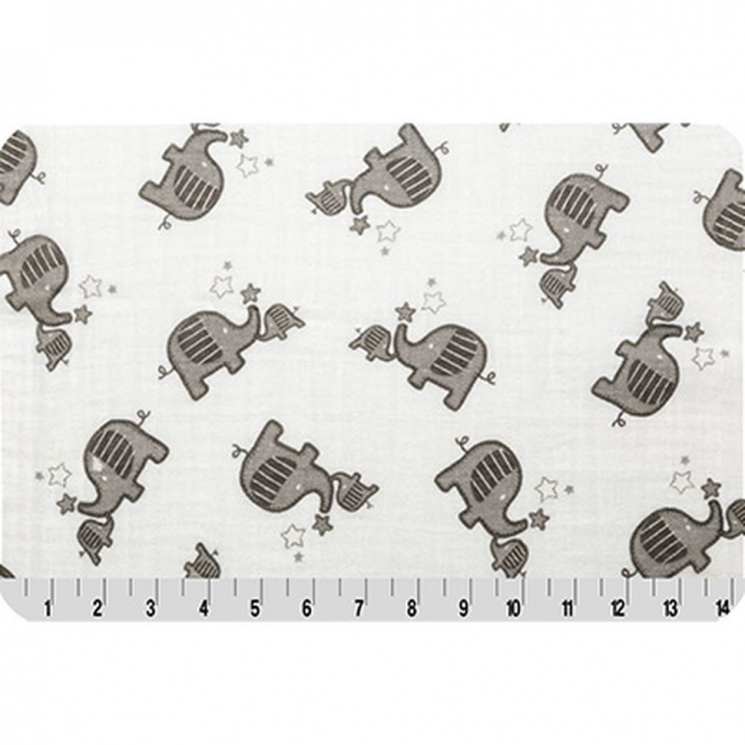 Ткань для пэчворка PEPPY Embrace (марлевка) 120 г/м? 100% хлопок цв.elephants silver уп.100х125 см