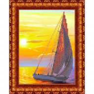 Набор для вышивки с нанесенным рисунком КАРОЛИНКА арт. КТКН-117(р) Парус на закате 21х30 см