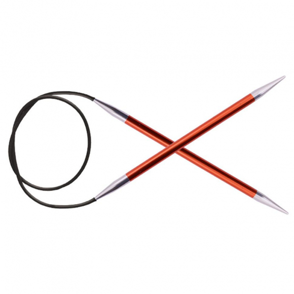 47217 Knit Pro Спицы круговые для вязания Zing 9мм/150см, алюминий, гранатовый