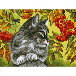 Картины по номерам Белоснежка арт.БЛ.147-AS Отдых в ветках рябины 30x40 см