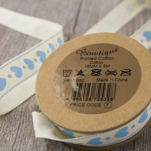 85475_Лента хлопковая на картонной мини-катушке "Сердечки"