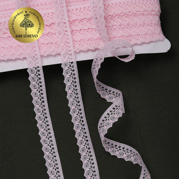 Кружево-трикотаж KRUZHEVO арт.TBY 1665 шир.10мм цв.09 св.розовый, уп.27,4м Кружево-трикотаж KRUZHEVO арт.TBY 1665 шир.10мм цв.09 св.розовый, уп.27,4м