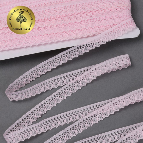 Кружево-трикотаж KRUZHEVO арт.TBY 1665 шир.10мм цв.09 св.розовый, уп.27,4м Кружево-трикотаж KRUZHEVO арт.TBY 1665 шир.10мм цв.09 св.розовый, уп.27,4м
