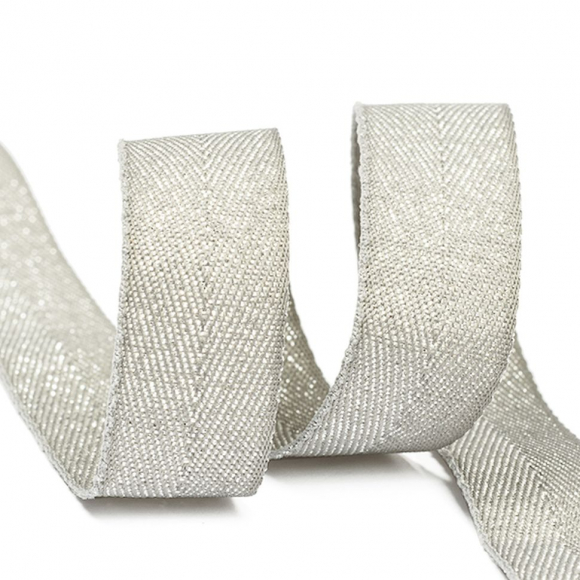 Тесьма киперная металлизированная 16 мм полиэстер арт.TBYT07 цв.S132 серый уп.22,85м