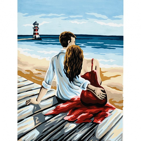 Канва жесткая с рисунком "У маяка"