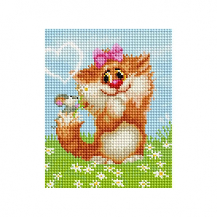 Набор Белоснежка для изготовления картин со стразами арт.БЛ.008-ST-PS Рыжая кошечка 20х25см