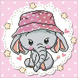 Кристальная мозаика на холсте ФРЕЯ арт.ALV-99 Слоник Ксюша 30х30 см