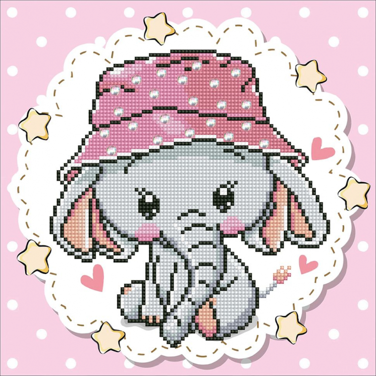 Кристальная мозаика на холсте ФРЕЯ арт.ALV-99 Слоник Ксюша 30х30 см