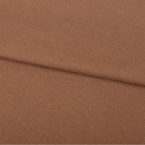 Ткань трикотаж Футер 2х нитка петля с лайкрой 230г пенье 180см сливочный кофе 16-1412 рул.45-70м