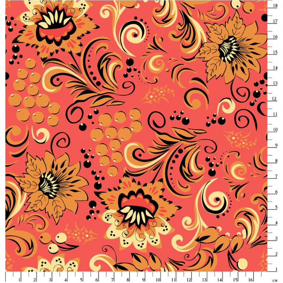 Ткани для пэчворка в рулонах РУССКИЕ ТРАДИЦИИ 112 см 100% хлопок (в метрах) РТ-08 красный