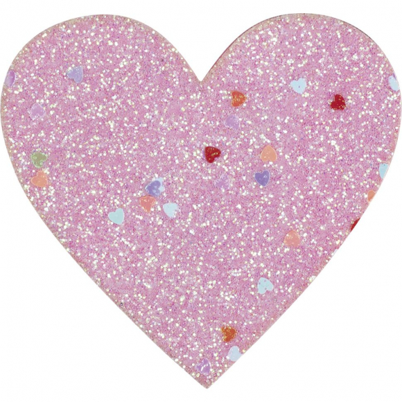 Термоаппликация "Сердце розовое с блёстками большое"