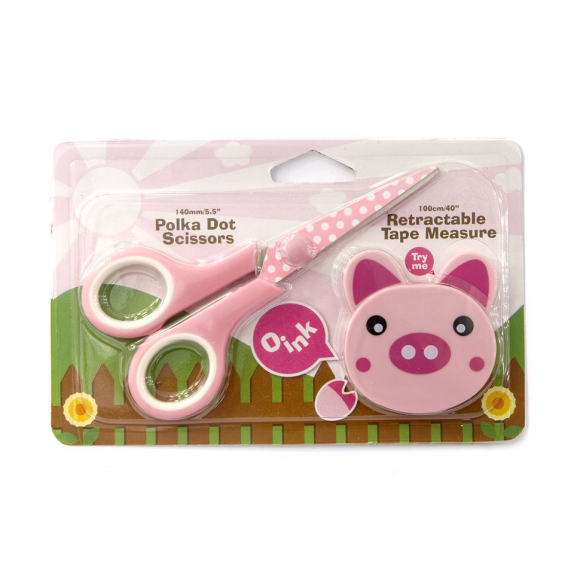 180906_Набор ножницы 13,5 см и рулетка-сантиметр "Хрюшки"