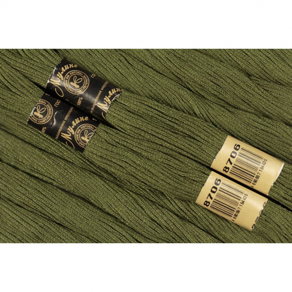 Нитки мулине цв.8706 т.оливковый 12х10м С-Пб