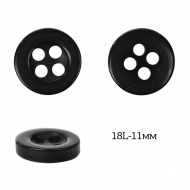 Пуговицы пластик арт.TBY.380.11.BK цв.черный, 18L-11мм, 4 прокола, 200шт