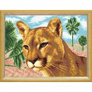 Рисунок на канве (страмин) с нанесенным рисунком ЧАРIВНИЦЯ арт. J18 Львицы 30х40 см Рисунок на канве (страмин) с нанесенным рисунком ЧАРIВНИЦЯ арт. J18 Львицы 30х40 см