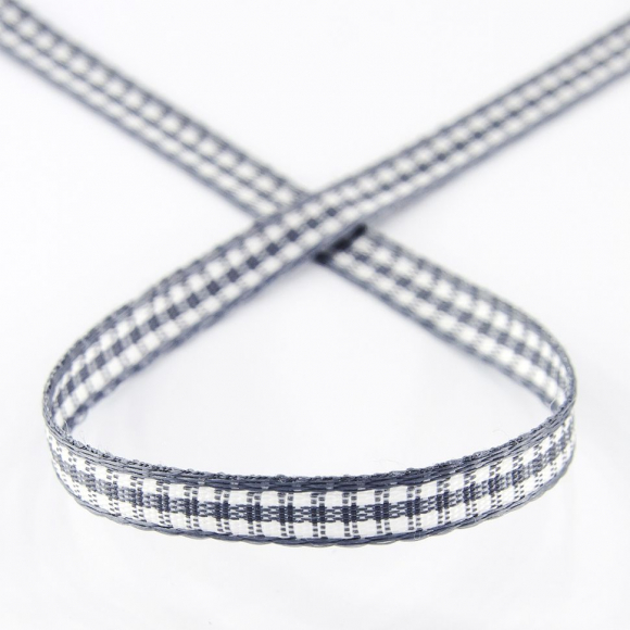 24013_Лента с рисунком клетка SAFISA, 6 мм, 25 м, цвет 68, серый