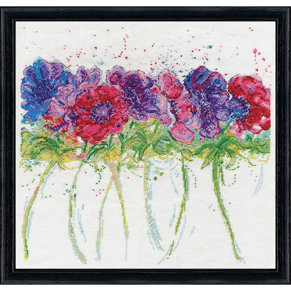 Набор для вышивания DESIGN WORKS арт.3394 Современные анемоны 38х38 см