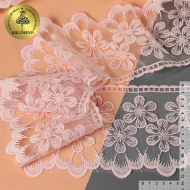 Кружево на сетке KRUZHEVO арт.TBY.BL.40468 шир.130мм цв.R1815 розовый уп.13,71 м