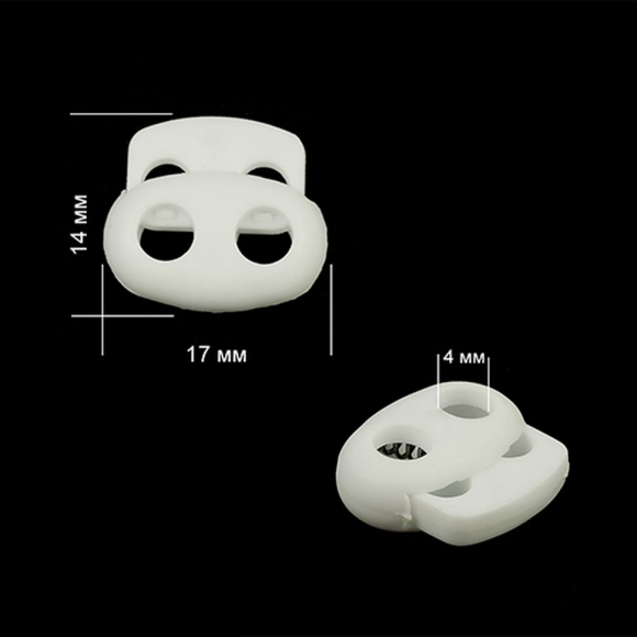 Фиксатор для шнура пластик арт. 103-М (? 4мм) цв.белый уп.100шт Фиксатор для шнура пластик арт. 103-М (? 4мм) цв.белый уп.100шт