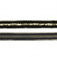 Лента бархатная арт.TBY.LB10GLD.09 нейлон шир.10мм цв.черный-золото уп.30м