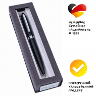 189668_Ручка шариковая "Eleganza" с черным стержнем, толщина линии M, 0.5 мм, корпус черный с серебром