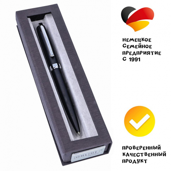 189668_Ручка шариковая "Eleganza" с черным стержнем, толщина линии M, 0.5 мм, корпус черный с серебром