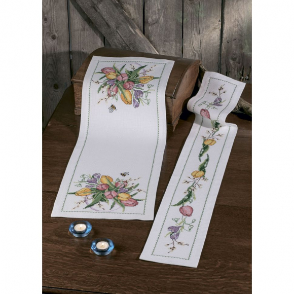 Набор для вышивания PERMIN арт.65-7868 Дорожка Весенние цветы 18х129 см
