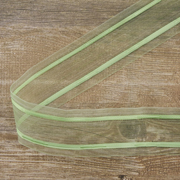 33145_Лента шторная прозрачная, равномерной сборки, 50 мм, цвет салатовый