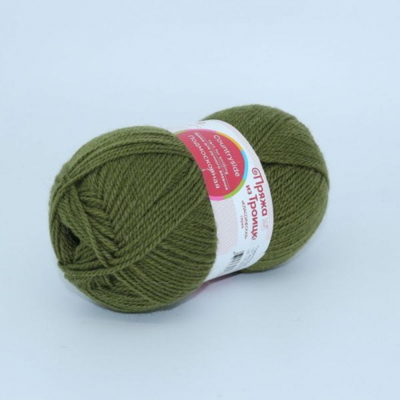 Пряжа для вязания ТРО Подмосковная (50% шерсть, 50% акрил) 10х100г/250м цв.0013 т.оливковый