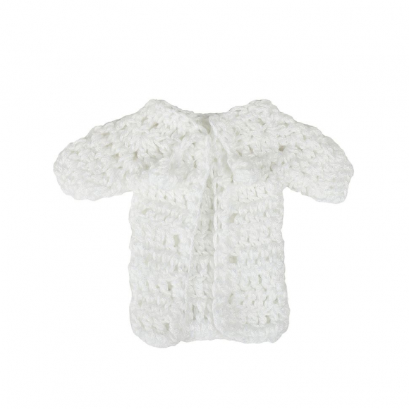 Кофта вязаная мини (ручная вязка) арт.КЛ.29561 ширина 6см длина 8см рукав 3,5см цв.белый