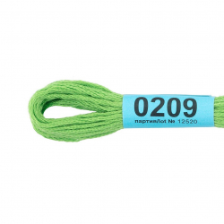 Нитки для вышивания Gamma мулине (0207-0819) 100% хлопок 24 x 8 м цв.0209 св.зелёный