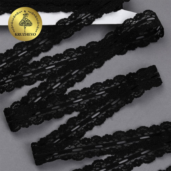 Кружево-трикотаж арт.TBД-0401344 шир.25мм цв.39 черный уп.20м